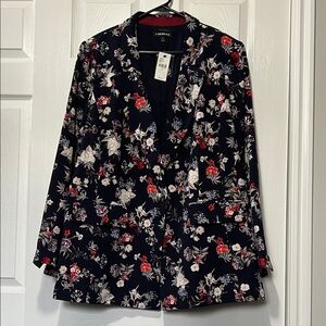 Lane Bryant Women's Floral Blazer - Navy, Red, White